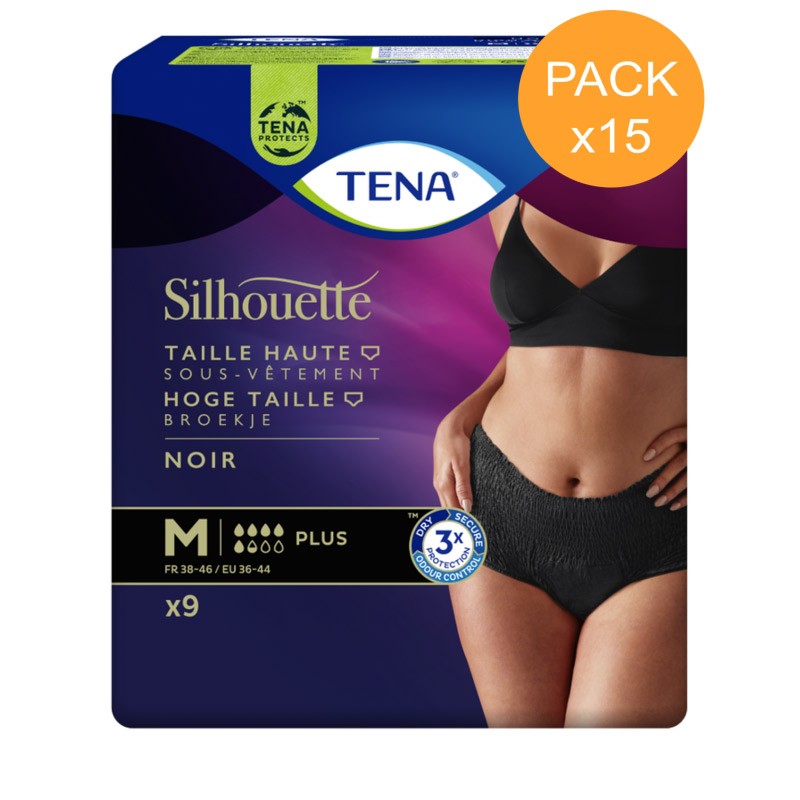 Slip Absorbant / Pants - Tena Silhouette Plus Noir - M (taille haute) - Pack Economique Tena Silhouette - 1 Slip Absorbant / Pants - Tena Silhouette Plus Noir - M (taille haute) - Pack Economique Tena Silhouette - 1