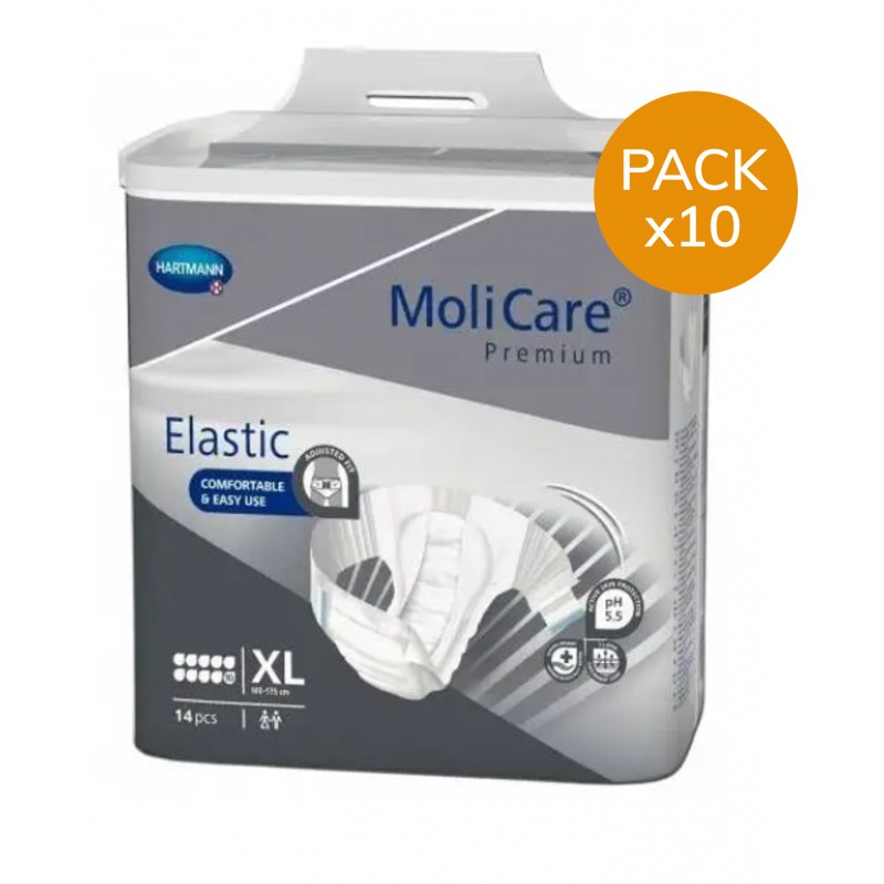 Couches adulte - Hartmann MoliCare Elastic XL - 10 Gouttes - Pack de 10 sachets - 1 Couches adulte - Hartmann MoliCare Elastic XL - 10 Gouttes - Pack de 10 sachets - 1