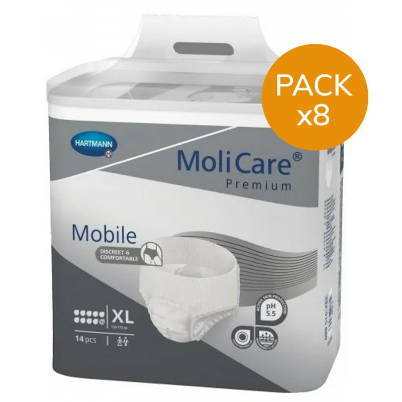 Slip Absorbant / Pants - Molicare Mobile - XL - 10 gouttes - Pack de 8 sachets Hartmann MoliCare Premium Mobile - 1 Slip Absorbant / Pants - Molicare Mobile - XL - 10 gouttes - Pack de 8 sachets Hartmann MoliCare Premium Mobile - 1