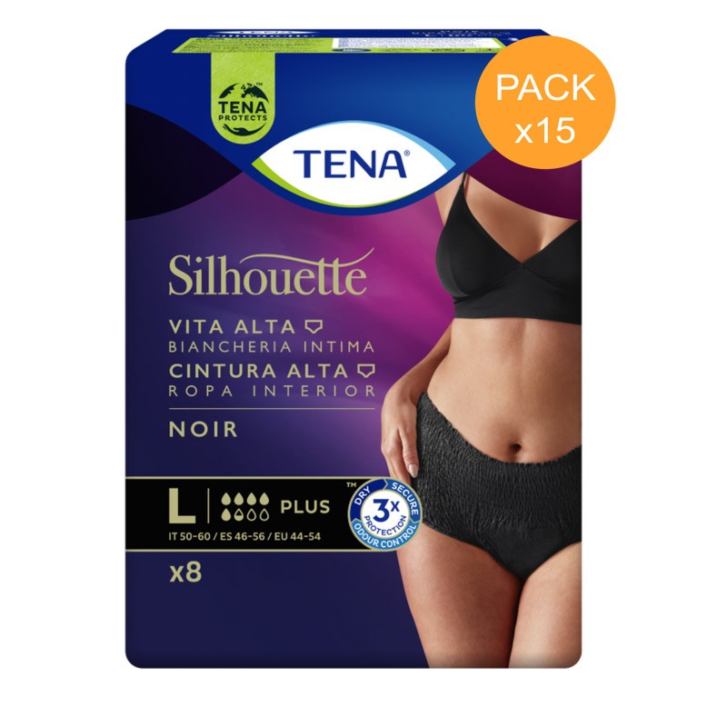 Protection urinaire femme - Tena Silhouette Plus Noir - L (taille haute) - Pack Economique Tena Silhouette - 1