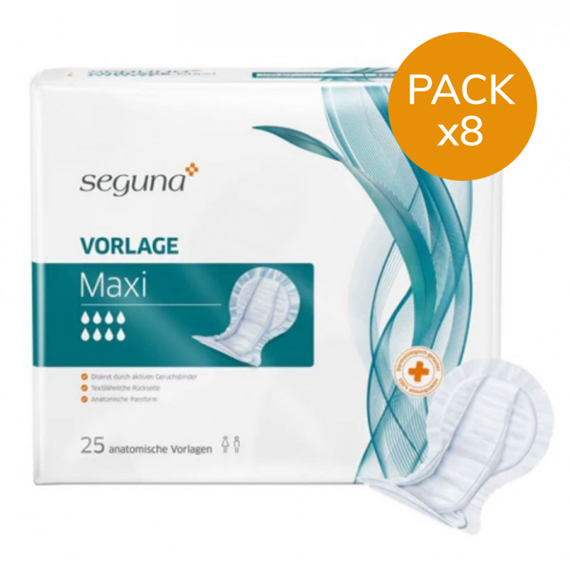 SEGUNA Vorlage Maxi - Pack de 8 sachets - Protection urinaire anatomique Seguna - 1