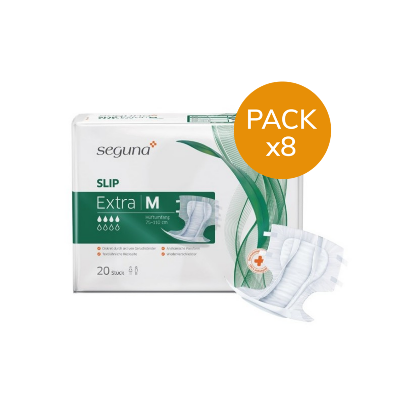 Seguna Slip Extra M - Pack de 8 sachets - Couches adultes Seguna - 1 Seguna Slip Extra M - Pack de 8 sachets - Couches adultes Seguna - 1