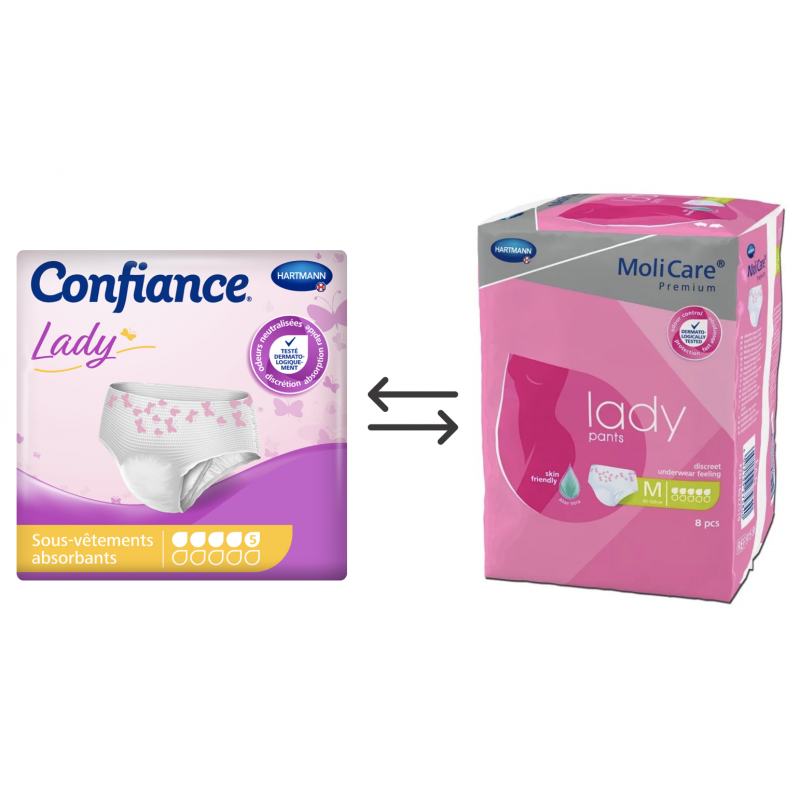 Confiance Lady pants 5 gouttes M - Protection urinaire femme Hartmann Molicare Premium Lady - 1