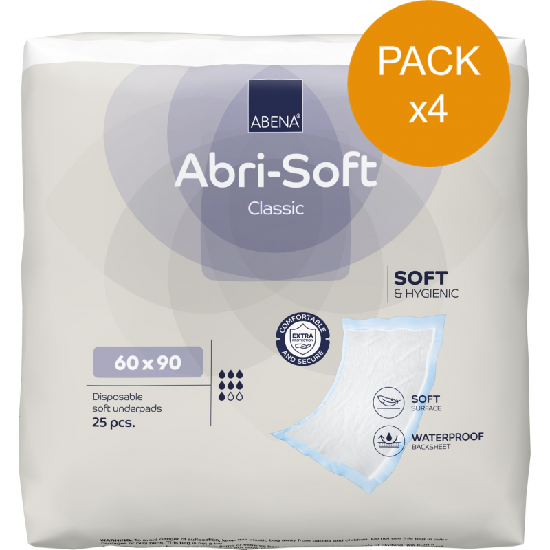 Abri-Soft Classic - Alèse jetable 60x90 - Pack de 4 sachets Abena Abri Soft - 1