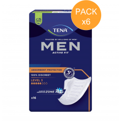 TENA Men Niveau 3 - Protection urinaire homme - Pack de 6 sachets Tena Men - 7