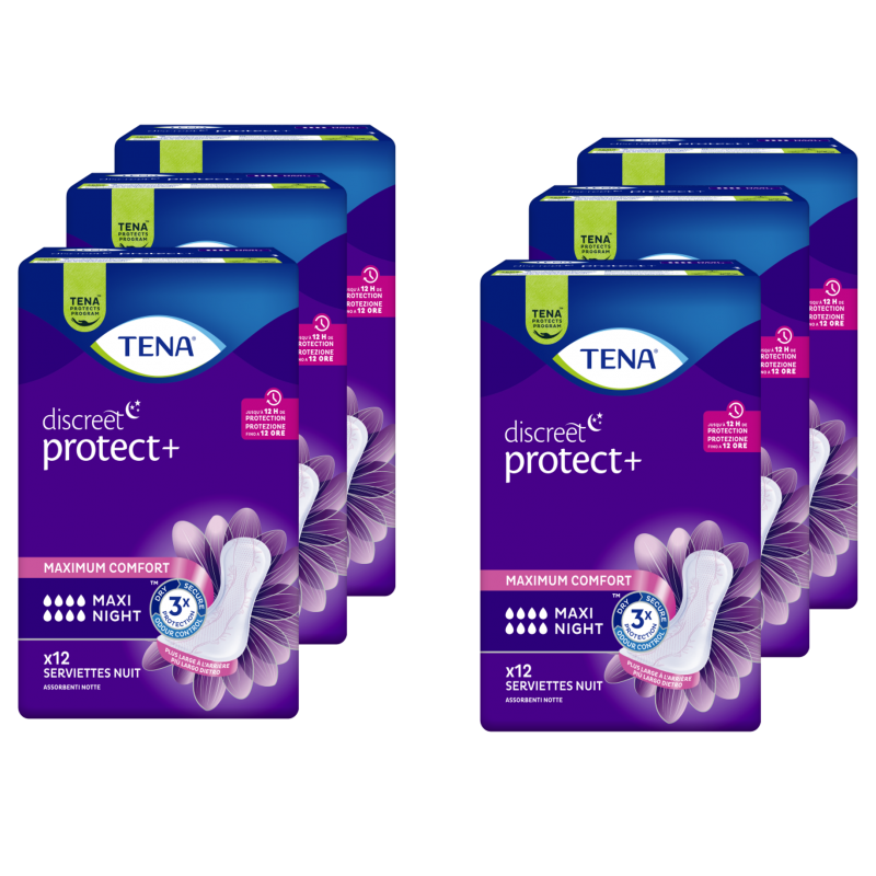 TENA Discreet Maxi Night - Protection urinaire femme - Pack de 6 sachets Tena Discreet - 1 TENA Discreet Maxi Night - Protection urinaire femme - Pack de 6 sachets Tena Discreet - 1