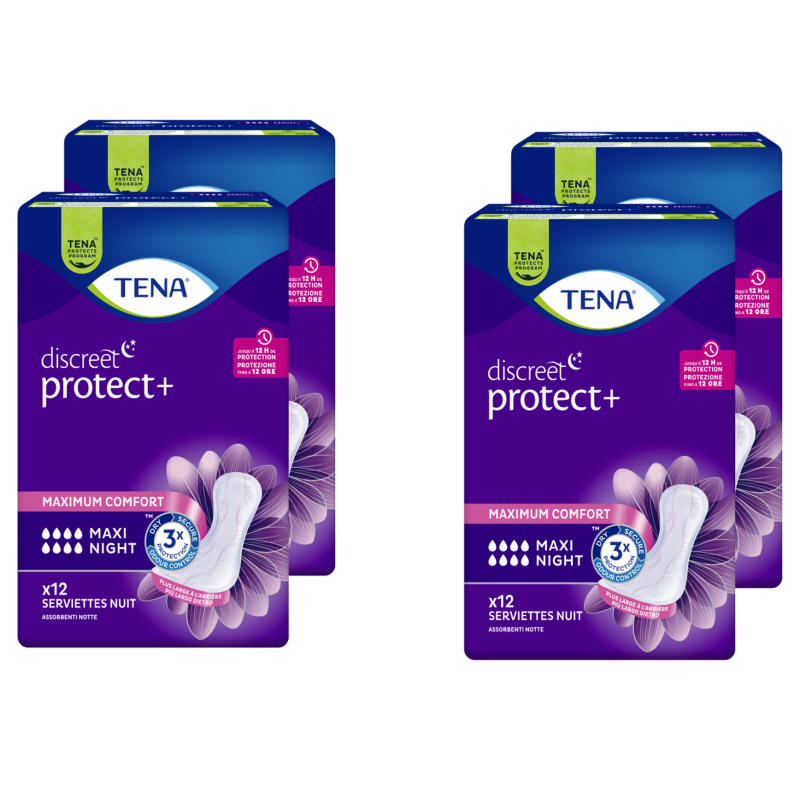TENA Discreet Maxi Night - Protection urinaire femme - Pack de 4 sachets Tena Discreet - 1 TENA Discreet Maxi Night - Protection urinaire femme - Pack de 4 sachets Tena Discreet - 1