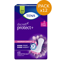 TENA Discreet Maxi Night - Protection urinaire femme - Pack de 12 sachets Tena Discreet - 1
