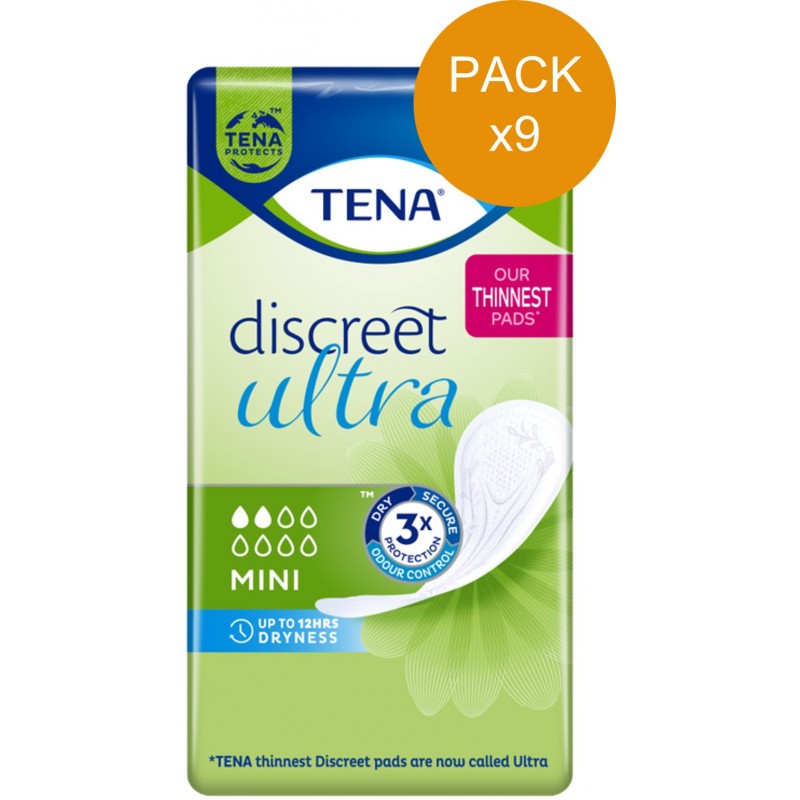 Tena Discreet Mini - Protection urinaire femme - Pack de 9 sachets Tena Discreet - 1