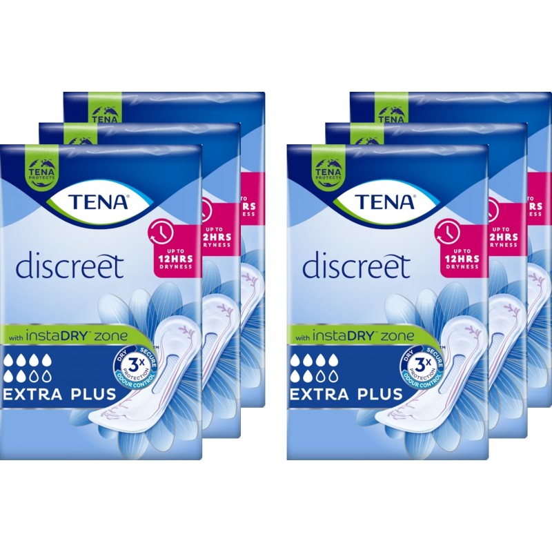 TENA Lady Extra Plus - Protection urinaire femme - Pack de 6 sachets Tena Discreet - 1 TENA Lady Extra Plus - Protection urinaire femme - Pack de 6 sachets Tena Discreet - 1