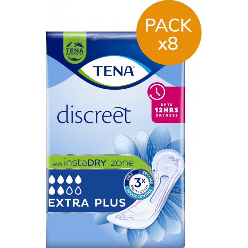 TENA Lady Extra Plus - Protection urinaire femme - Pack de 8 sachets Tena Discreet - 1