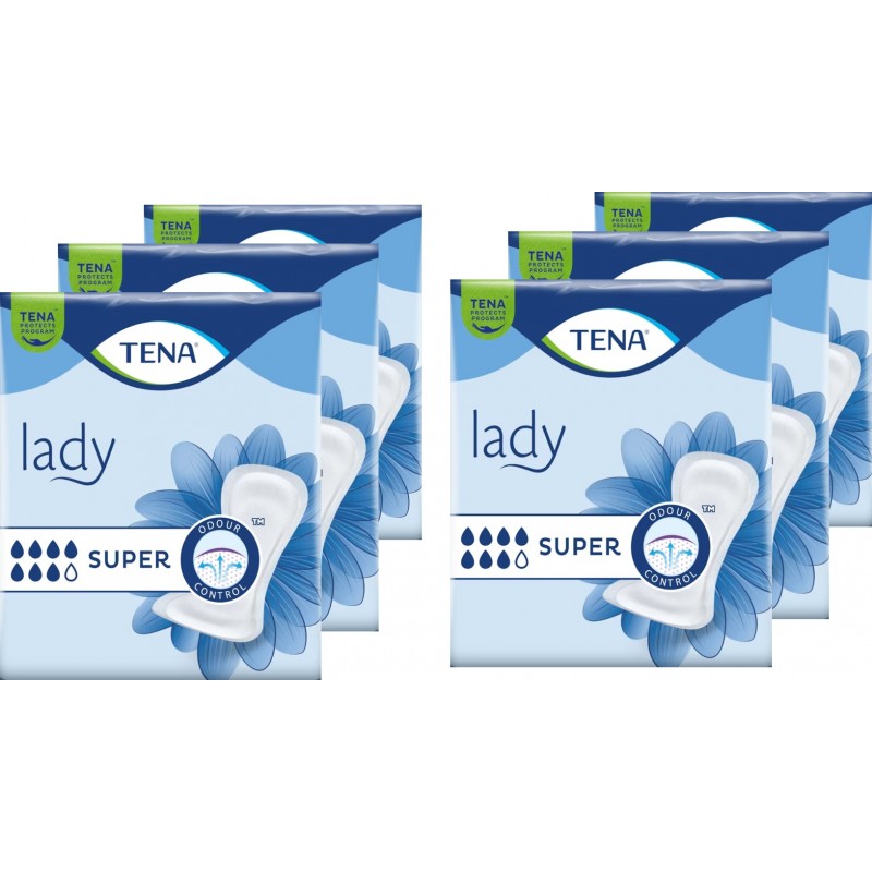 TENA Lady Super - Protection urinaire femme - Pack de 6 sachets Tena Discreet - 1 TENA Lady Super - Protection urinaire femme - Pack de 6 sachets Tena Discreet - 1
