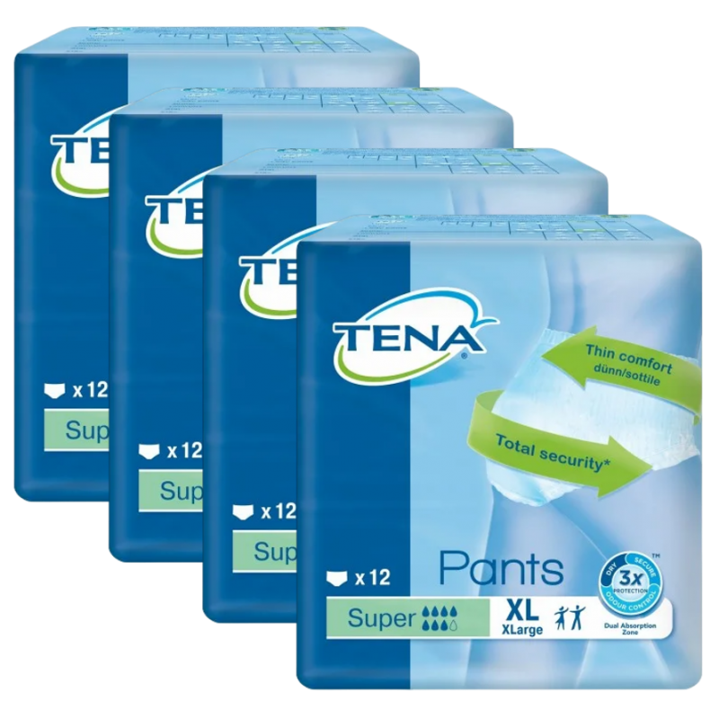 TENA Pants XL Super - Slip Absorbant / Pants - Pack de 4 sachets Tena Pants - 1 TENA Pants XL Super - Slip Absorbant / Pants - Pack de 4 sachets Tena Pants - 1