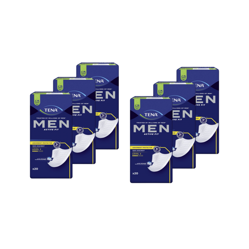 TENA Men Niveau 2 - Protection urinaire homme - Pack de 6 sachets Tena Men - 6