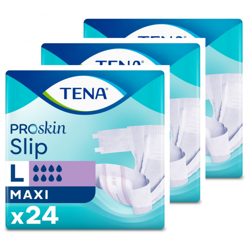 TENA Slip ProSkin Maxi L - Couches adultes - Pack de 3 sachets Tena Slip - 1 TENA Slip ProSkin Maxi L - Couches adultes - Pack de 3 sachets Tena Slip - 1