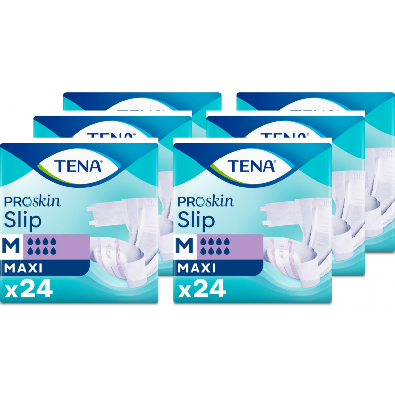 TENA Slip ProSkin Maxi M - Couches adultes - Pack de 6 sachets Tena Slip - 1 TENA Slip ProSkin Maxi M - Couches adultes - Pack de 6 sachets Tena Slip - 1