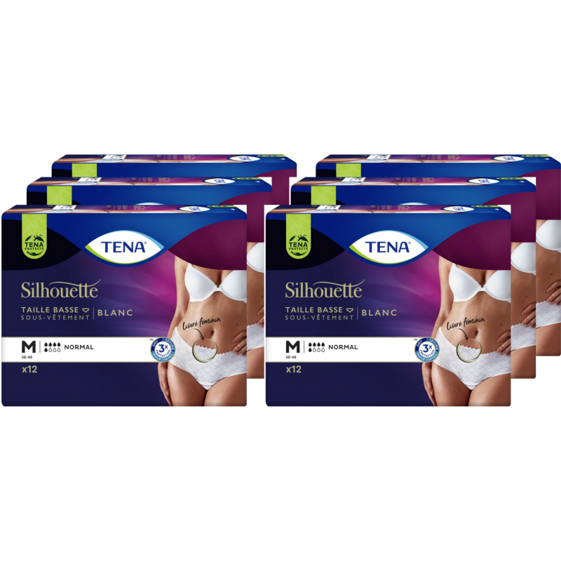 TENA Silhouette Normal - Medium - Protection urinaire femme - Pack de 6 sachets Tena Silhouette - 1 TENA Silhouette Normal - Medium - Protection urinaire femme - Pack de 6 sachets Tena Silhouette - 1