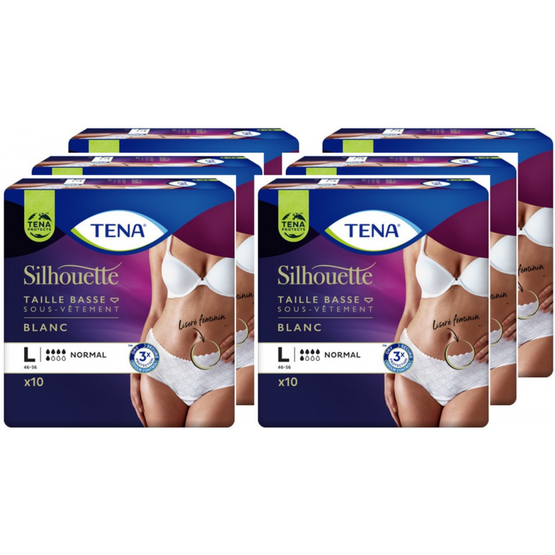 TENA Silhouette Normal - Large - Protection urinaire femme - Pack de 6 sachets Tena Silhouette - 1 TENA Silhouette Normal - Large - Protection urinaire femme - Pack de 6 sachets Tena Silhouette - 1