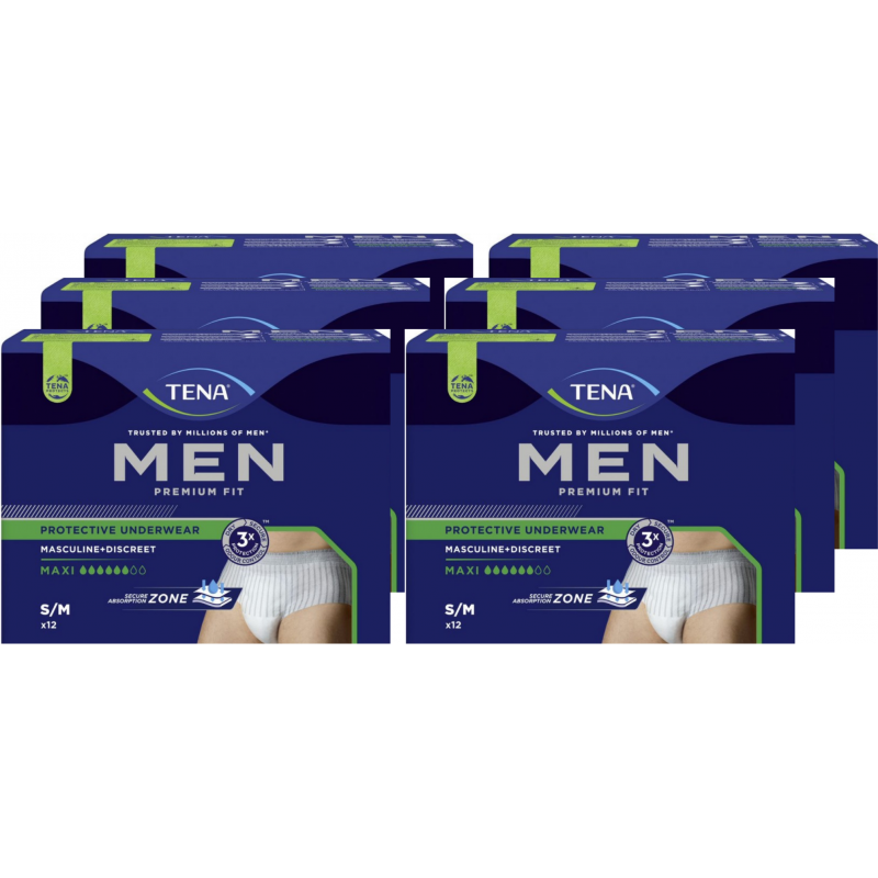 TENA Men Premium Fit - S/M - Protection urinaire homme - Pack de 6 sachets Tena Men - 1