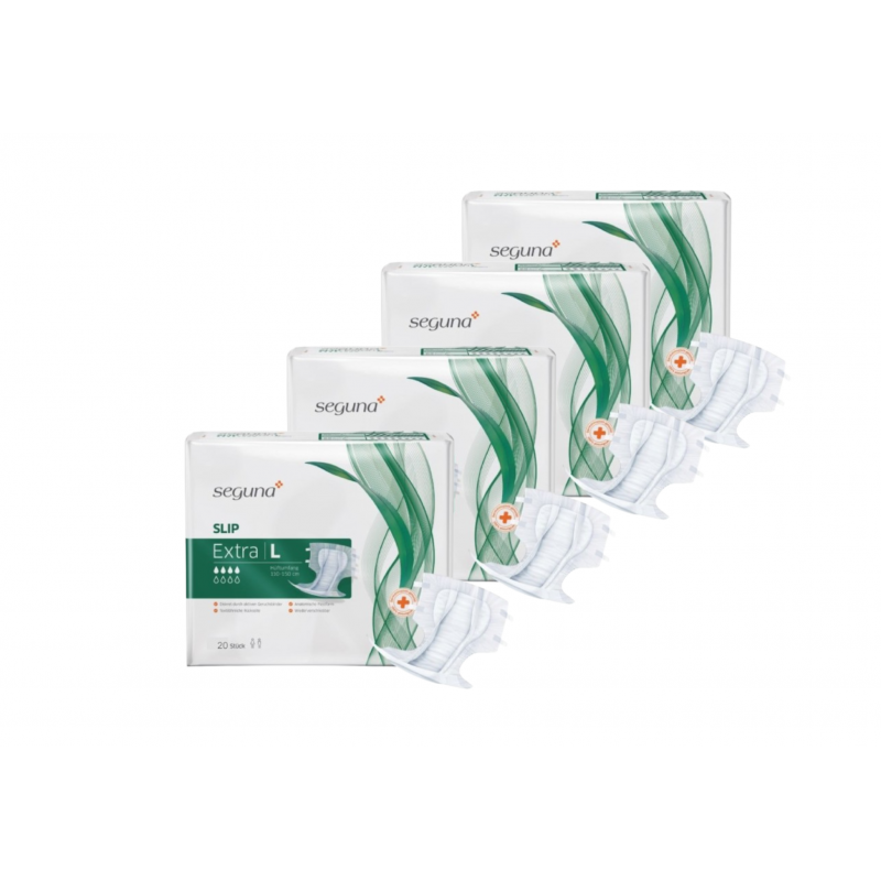 SEGUNA Slip Extra L - Pack de 4 sachets - Couches adultes Seguna Slip - 4 SEGUNA Slip Extra L - Pack de 4 sachets - Couches adultes Seguna Slip - 4