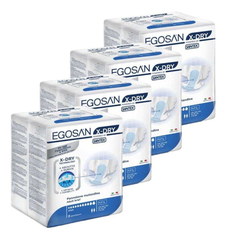 Egosan Slip L X-Dry - Pack de 4 sachets de couches adulte Egosan Slip - 1 Egosan Slip L X-Dry - Pack de 4 sachets de couches adulte Egosan Slip - 1