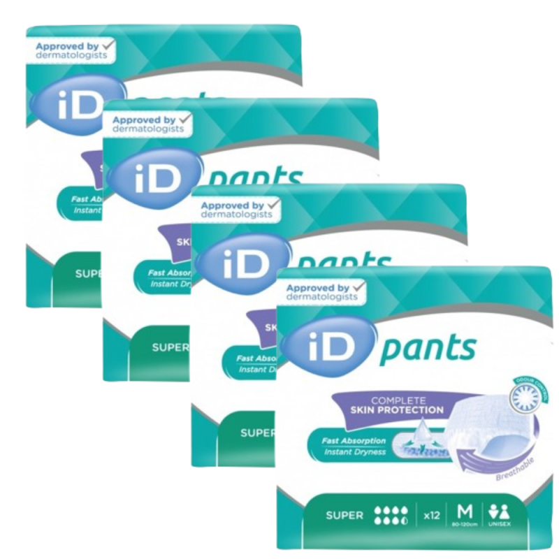 Ontex-ID Pants M Super - Slip Absorbant / Pants - Pack de 4 sachets Ontex ID Pants - 1 Ontex-ID Pants M Super - Slip Absorbant / Pants - Pack de 4 sachets Ontex ID Pants - 1