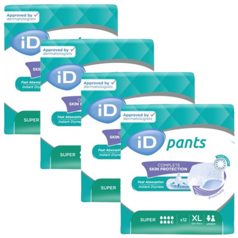 Ontex-ID Pants XL Super - Slip Absorbant / Pants - Pack de 4 sachets Ontex ID Pants - 1 Ontex-ID Pants XL Super - Slip Absorbant / Pants - Pack de 4 sachets Ontex ID Pants - 1