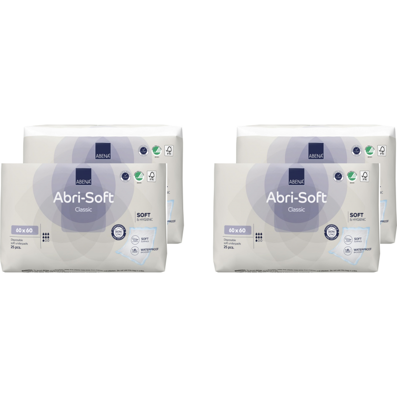 Alèse jetable Abri-Soft Classic 60x60 - Pack de 4 sachets Abena Abri Soft - 4 Alèse jetable Abri-Soft Classic 60x60 - Pack de 4 sachets Abena Abri Soft - 4