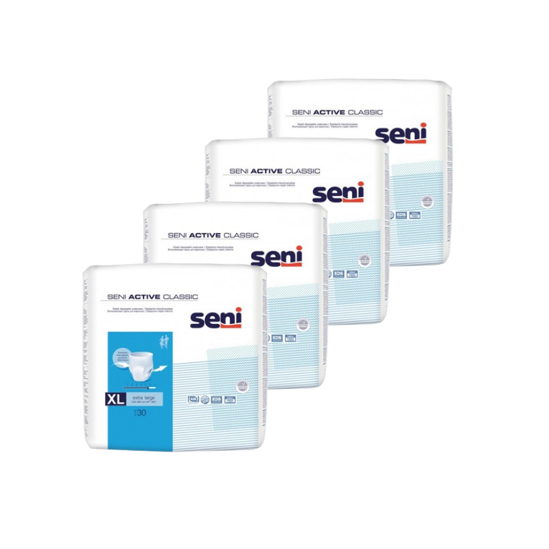 Seni Active Classic XL - Pack de 4 sachets - Slip absorbant/ Pants Seni Classic - 1 Seni Active Classic XL - Pack de 4 sachets - Slip absorbant/ Pants Seni Classic - 1