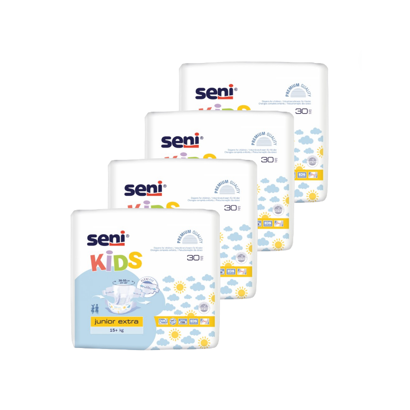 Seni Kids Junior Extra - 15+ kg - Pack de 4 sachets - Couches ado Seni Kids - 1 Seni Kids Junior Extra - 15+ kg - Pack de 4 sachets - Couches ado Seni Kids - 1