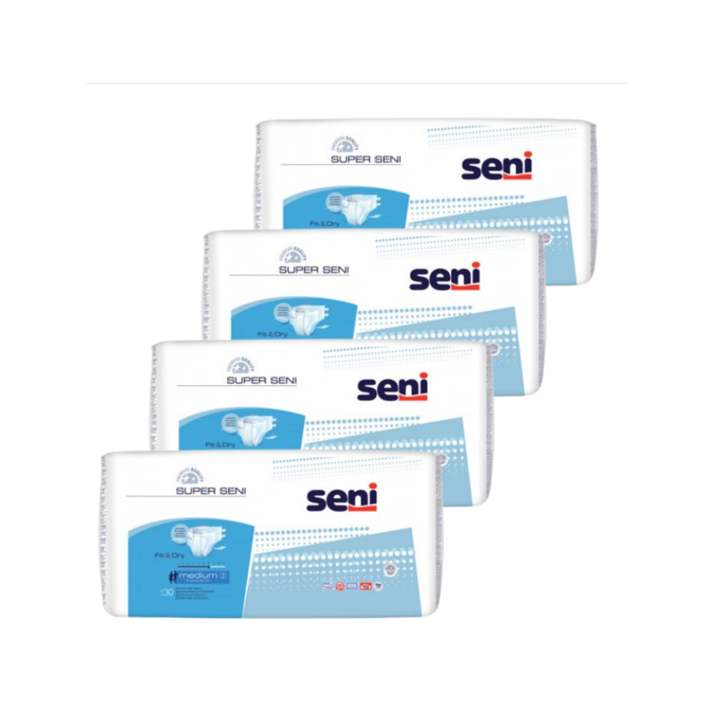 Seni Super M - Pack de 4 sachets - Couches adulte Super Seni - 1 Seni Super M - Pack de 4 sachets - Couches adulte Super Seni - 1