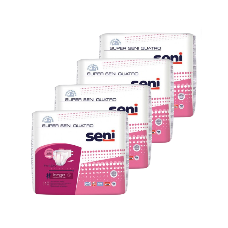 Super Seni Quatro L - Pack de 4 sachets - Couches adulte Super Seni - 1 Super Seni Quatro L - Pack de 4 sachets - Couches adulte Super Seni - 1