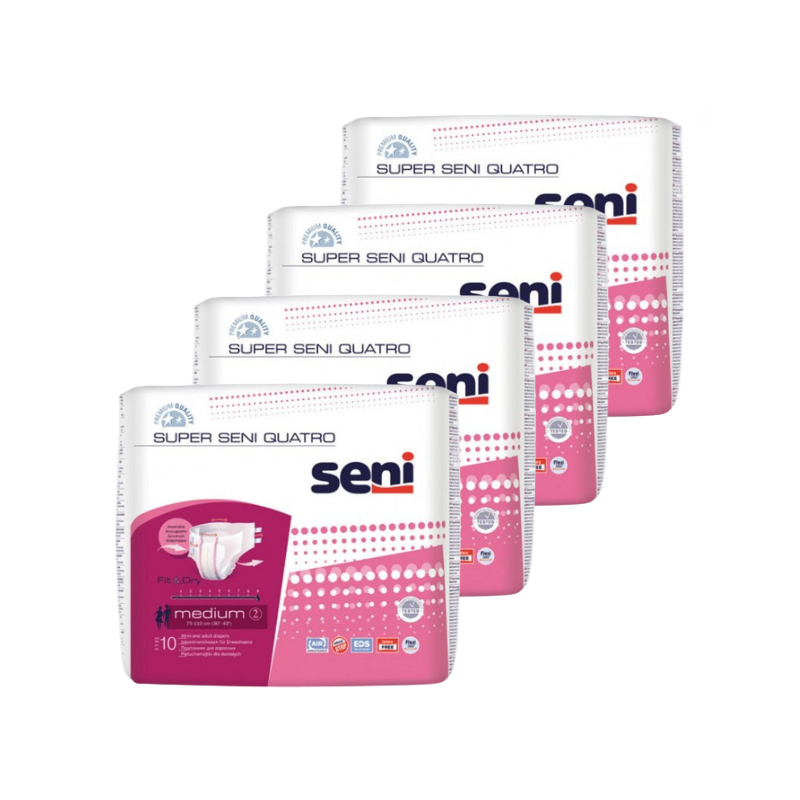 Super Seni Quatro M - Pack de 4 sachets - Couches adulte Super Seni - 1 Super Seni Quatro M - Pack de 4 sachets - Couches adulte Super Seni - 1