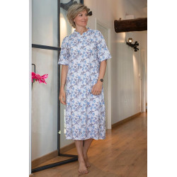 Chemise de nuit en Coton motifs manches courtes - Ouverture dos - L'Age d'Or| L'âge d'or