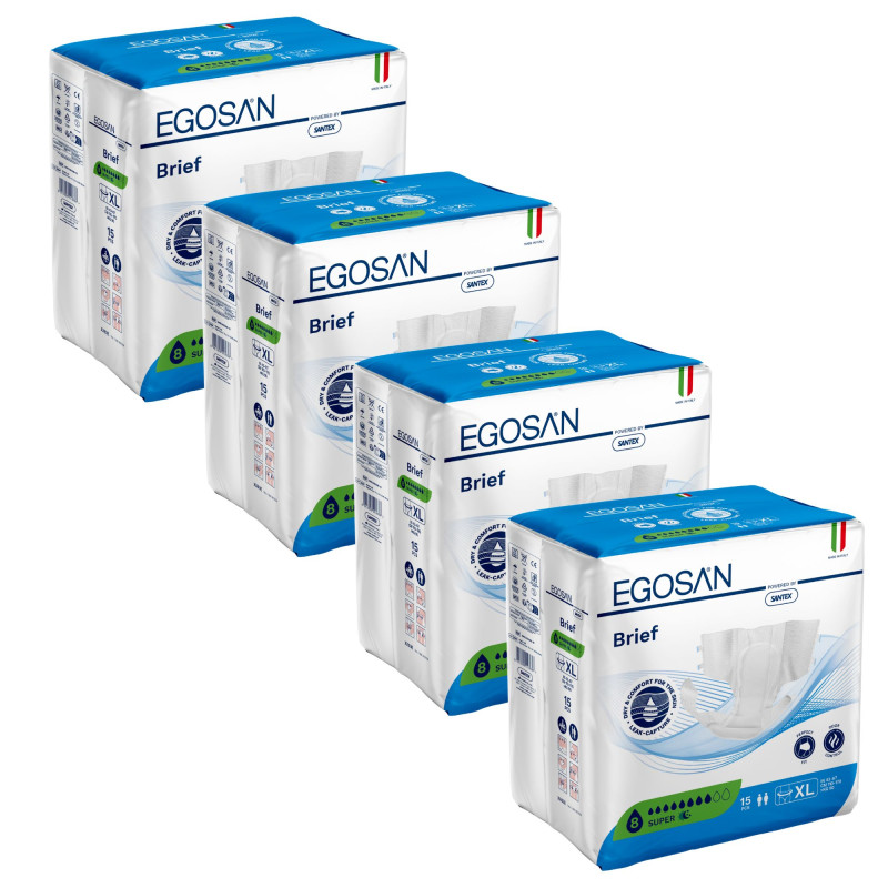 Egosan Slip XL SUPER - Pack de 4 sachets - Couches Adulte Egosan Slip - 1 Egosan Slip XL SUPER - Pack de 4 sachets - Couches Adulte Egosan Slip - 1