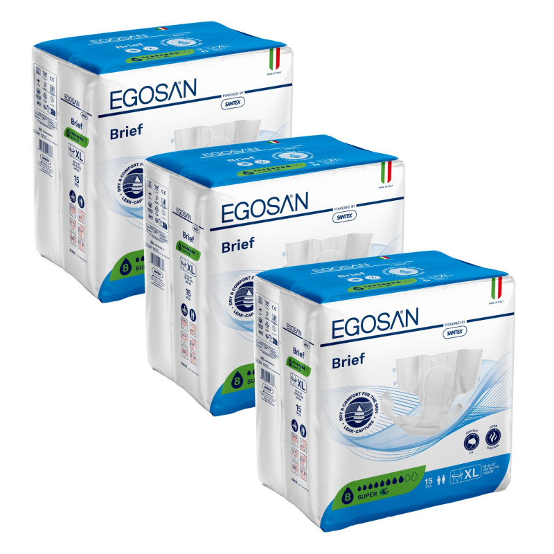 Egosan Slip - XL SUPER - Pack de 3 sachets - Couches Adulte Egosan Slip - 1 Egosan Slip - XL SUPER - Pack de 3 sachets - Couches Adulte Egosan Slip - 1