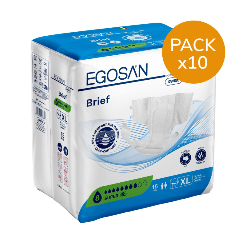 Egosan Slip - XL SUPER - Pack de 10 sachets - Couches Adulte Egosan Slip - 1 Egosan Slip - XL SUPER - Pack de 10 sachets - Couches Adulte Egosan Slip - 1