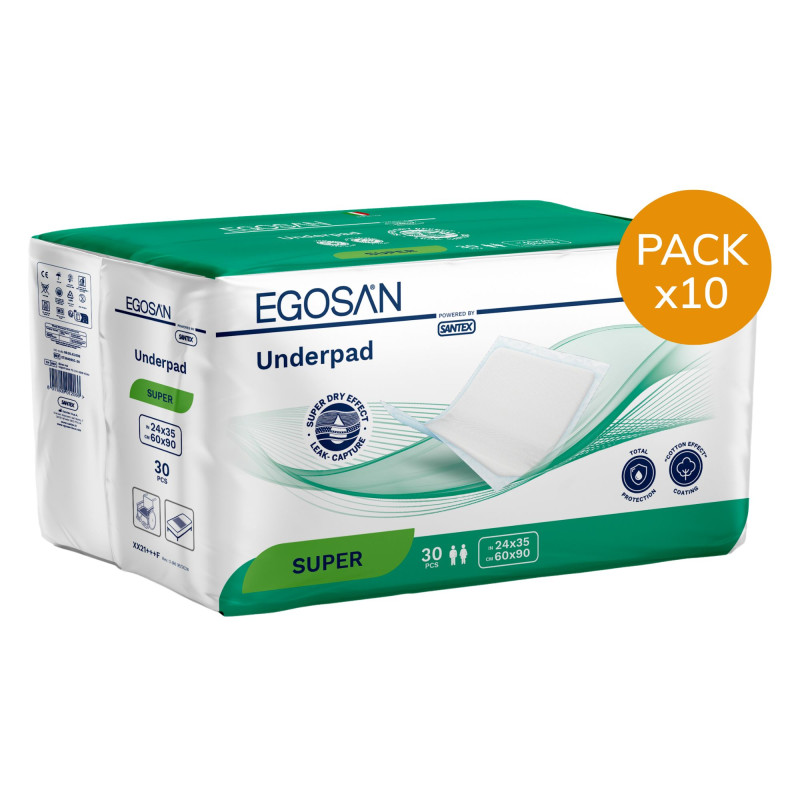 Alèses Egosan Underpads SUPER - 60X90 - Pack de 10 sachets Egosan Underpads - 1 Alèses Egosan Underpads SUPER - 60X90 - Pack de 10 sachets Egosan Underpads - 1