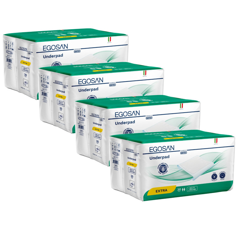 Alèses Egosan Underpads Extra - 80X180 - Pack de 4 sachets Egosan Underpads - 1 Alèses Egosan Underpads Extra - 80X180 - Pack de 4 sachets Egosan Underpads - 1