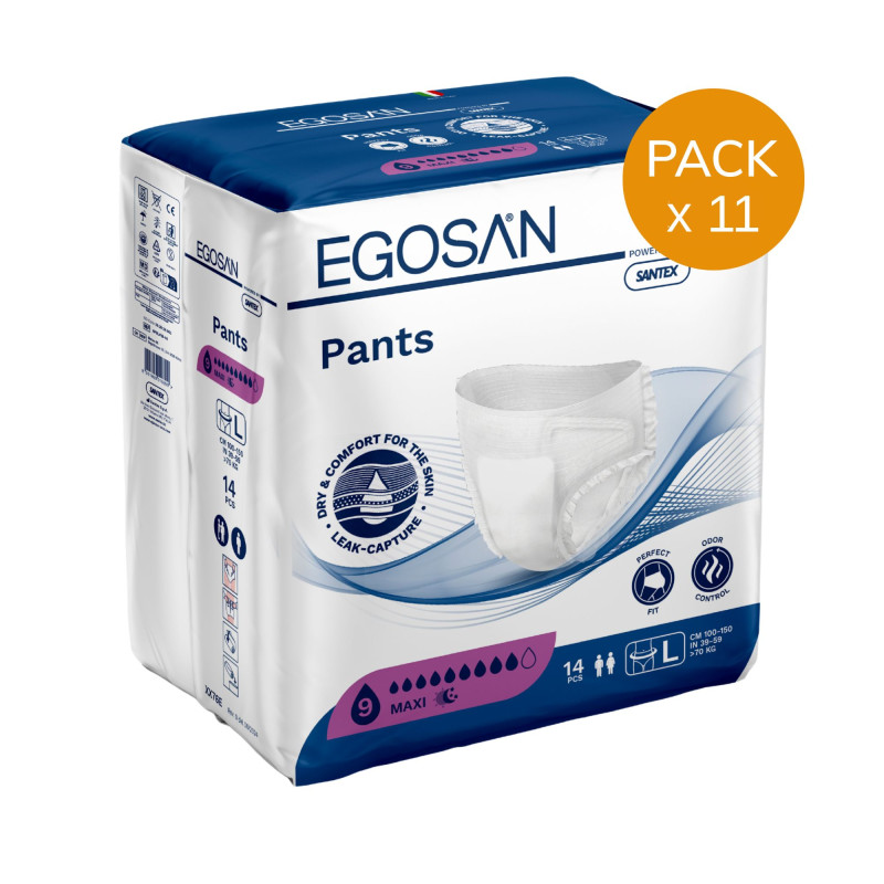 EGOSAN Pants L MAXI - Pack de 11 sachets - SLIP ABSORBANT / PANTS Egosan Pants - 1 EGOSAN Pants L MAXI - Pack de 11 sachets - SLIP ABSORBANT / PANTS Egosan Pants - 1