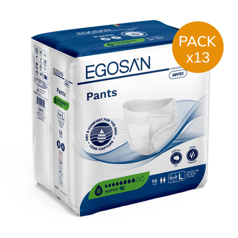 EGOSAN Pants L SUPER - Pack de 13 sachets - SLIP ABSORBANT / PANTS Egosan Pants - 1 EGOSAN Pants L SUPER - Pack de 13 sachets - SLIP ABSORBANT / PANTS Egosan Pants - 1