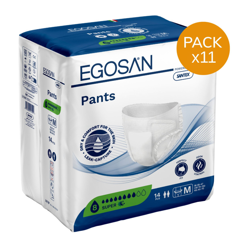 EGOSAN Pants M SUPER - Pack de 11 sachets - SLIP ABSORBANT / PANTS Egosan Pants - 1 EGOSAN Pants M SUPER - Pack de 11 sachets - SLIP ABSORBANT / PANTS Egosan Pants - 1