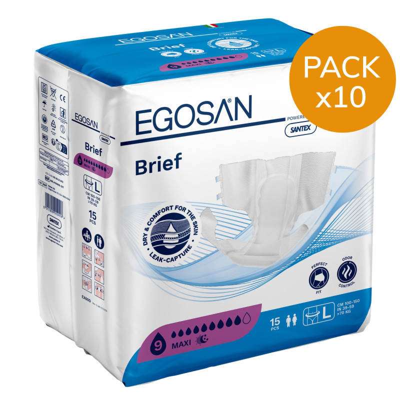 Egosan Slip - L MAXI - Pack de 10 sachets - Couches Adulte Egosan Slip - 1 Egosan Slip - L MAXI - Pack de 10 sachets - Couches Adulte Egosan Slip - 1