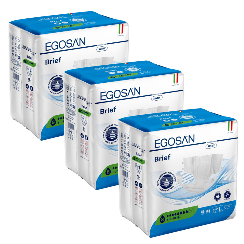 Egosan Slip - L SUPER - Pack de 3 sachets - Couches Adulte Egosan Slip - 1 Egosan Slip - L SUPER - Pack de 3 sachets - Couches Adulte Egosan Slip - 1