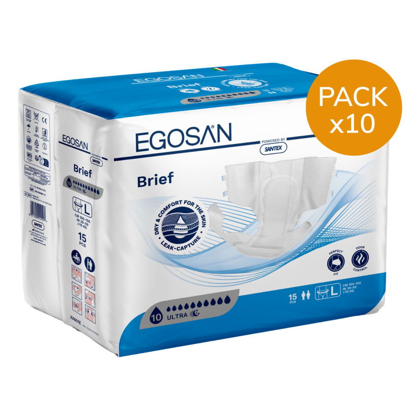 Egosan Slip - L ULTRA - Pack de 10 sachets - Couches Adulte Egosan Slip - 1