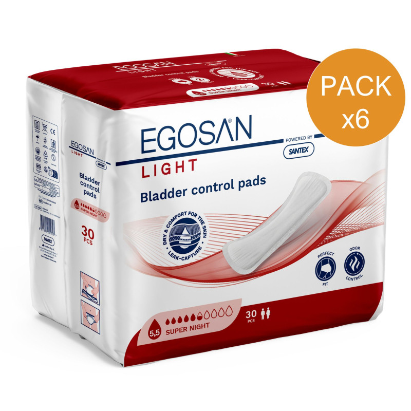 Egosan Lady Super Night - Pack de 6 sachets - Protection urinaire femme Egosan Lady - 1 Egosan Lady Super Night - Pack de 6 sachets - Protection urinaire femme Egosan Lady - 1