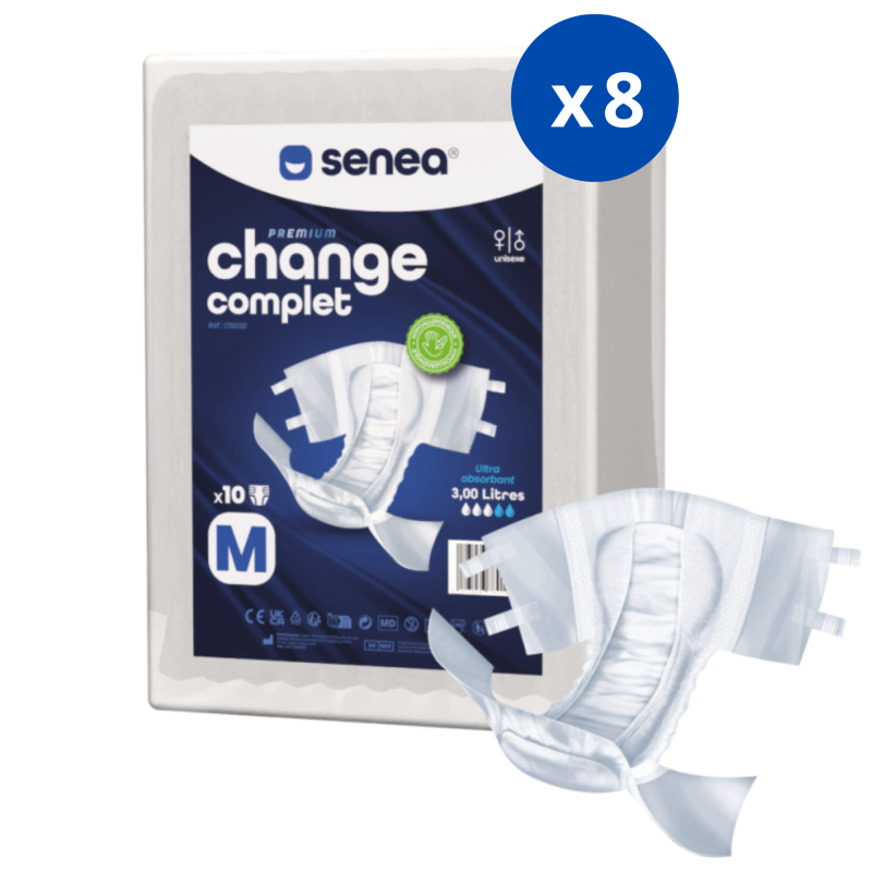 SENEA Change Complet - Taille M - 3000 ml - Ultra absorbant - Pack de 8 sachets SENEA - 1 SENEA Change Complet - Taille M - 3000 ml - Ultra absorbant - Pack de 8 sachets SENEA - 1