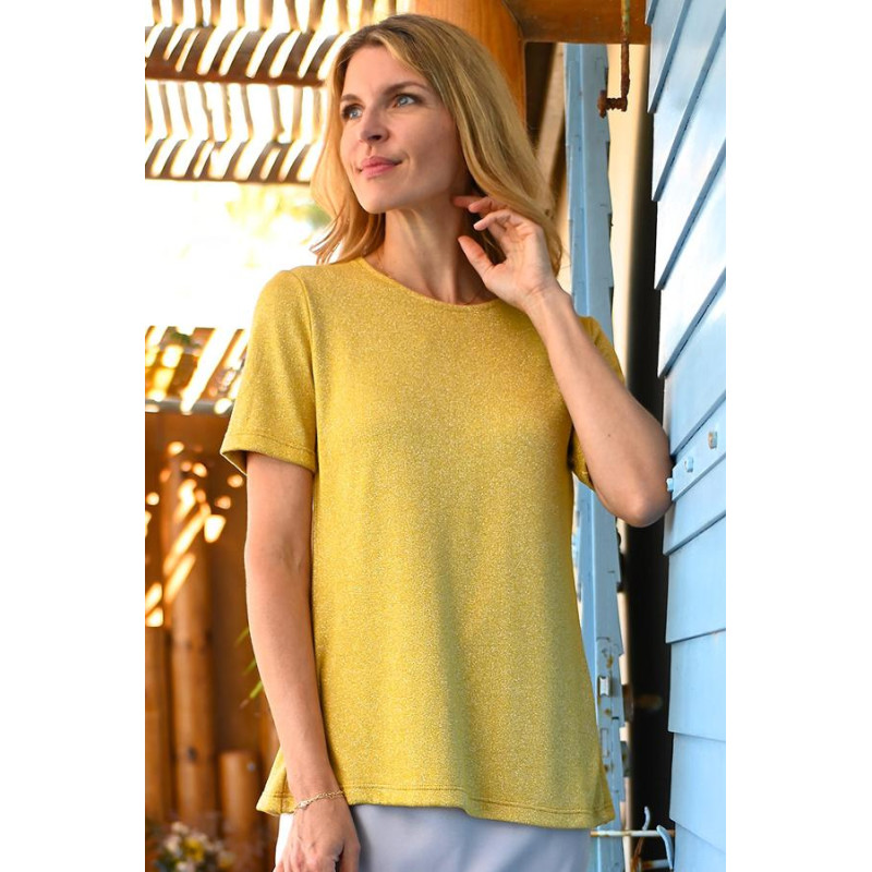 Tee shirt croisé dos à paillettes - vêtement spécialisé L'âge d'or - 4