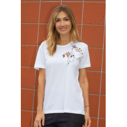 Tee shirt croisé dos motif fleurs - vêtement spécialisé L'âge d'or - 1
