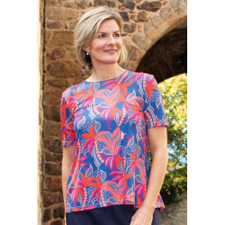 Tee shirt croisé dos motifs fleuri - vêtement spécialisé L'âge d'or - 1